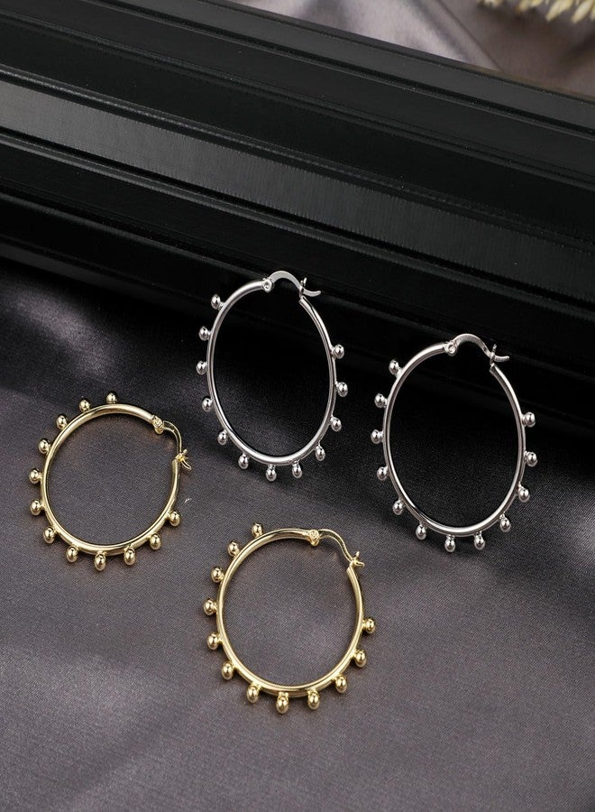 VIROMY Silver Earrings for Women Trendy Dainty Silver Hoop Earrings for Women Lightweight Open Chunky Silver Hoops Earrings - Image 5